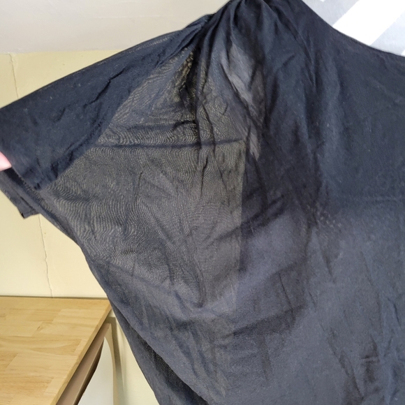 Womans Chicos Black Bat Wing Sleeve Nylon Layered Sheer Top Size 4 XL - Picture 3 of 7